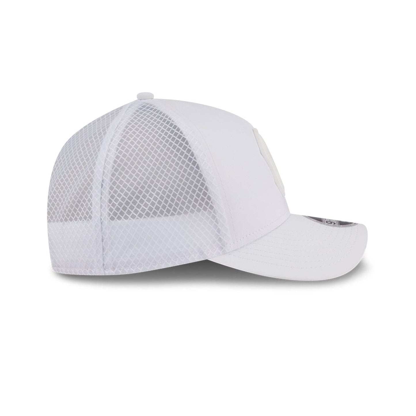 Pictured is this MLB Badged New York Yankees 9FORTY M-Crown A-Frame Trucker cap in white. 6