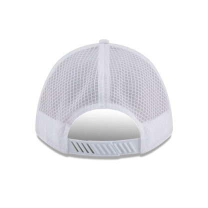 Pictured is this MLB Badged New York Yankees 9FORTY M-Crown A-Frame Trucker cap in white. 2