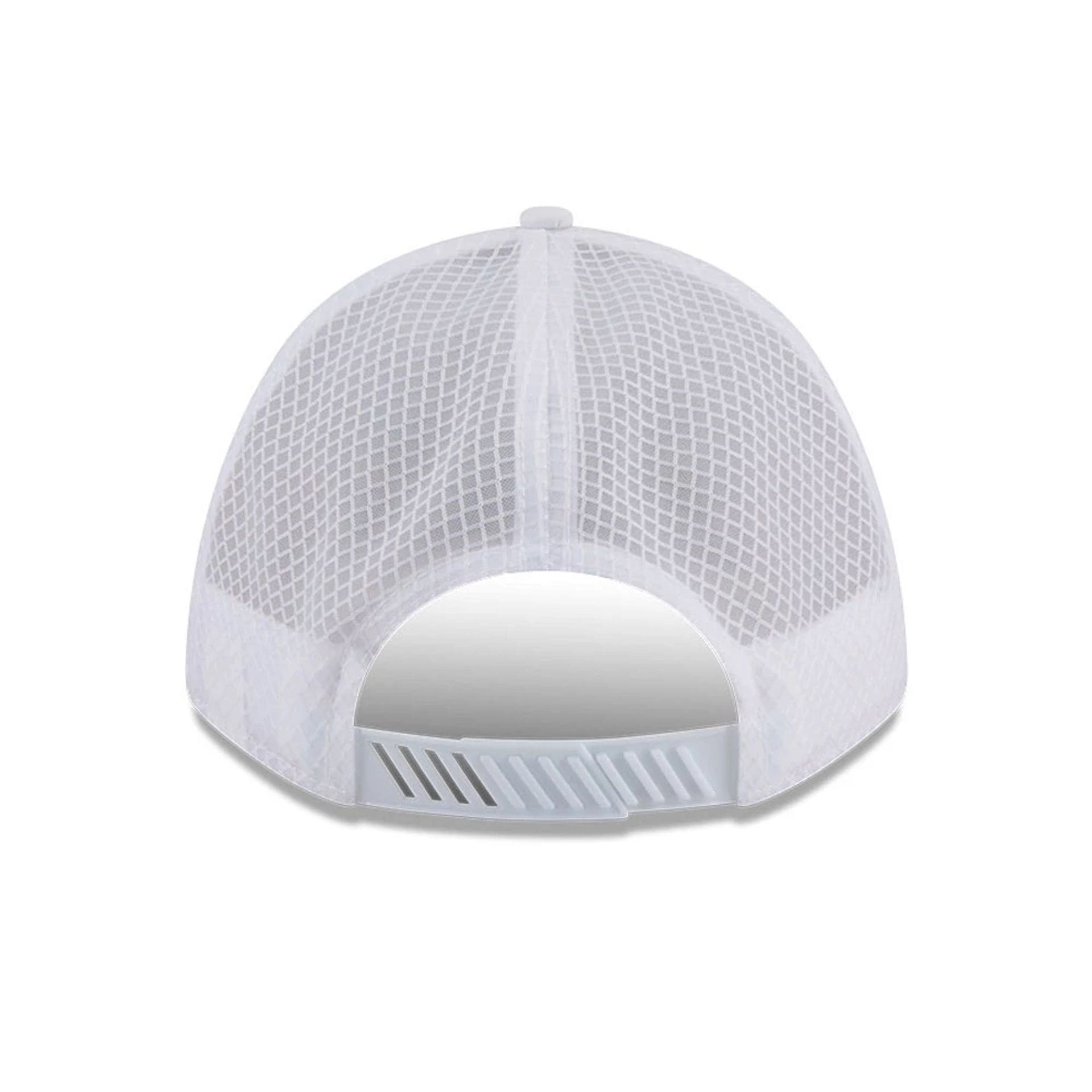 Pictured is this MLB Badged New York Yankees 9FORTY M-Crown A-Frame Trucker cap in white. 2