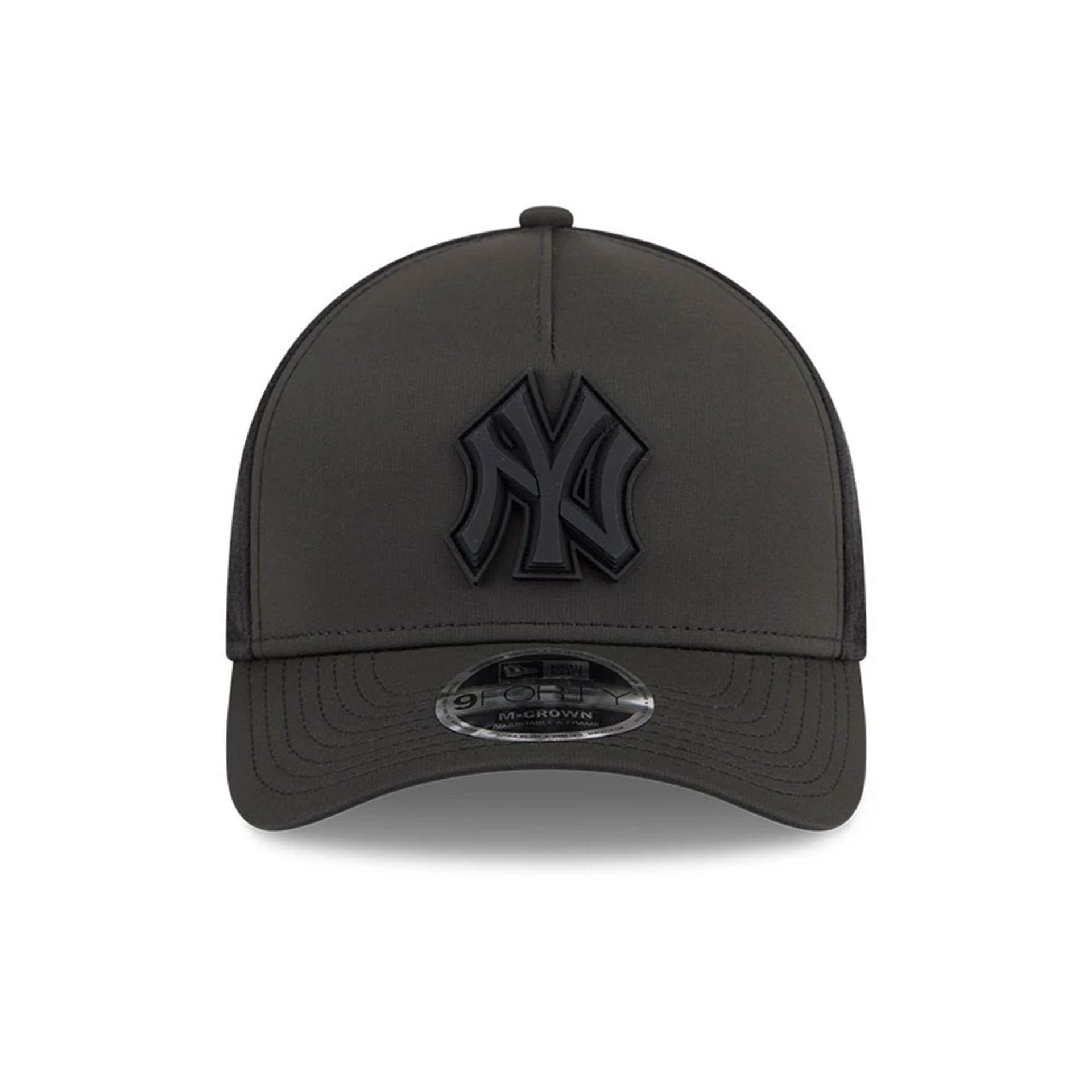 Pictured is this MLB Badged New York Yankees 9FORTY M-Crown A-Frame Trucker cap in black. 3