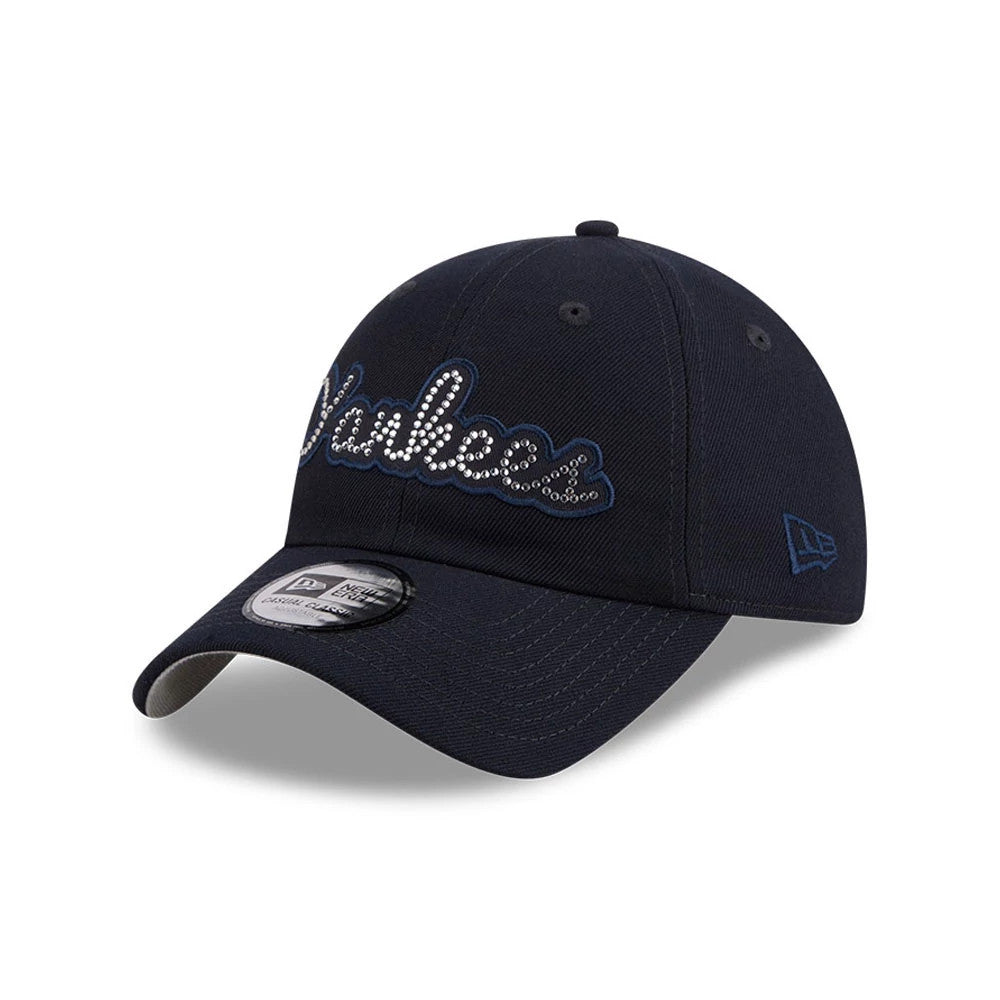 Pictured is this MLB Rhinestone New York Yankees Casual Classic cap in navy. 1