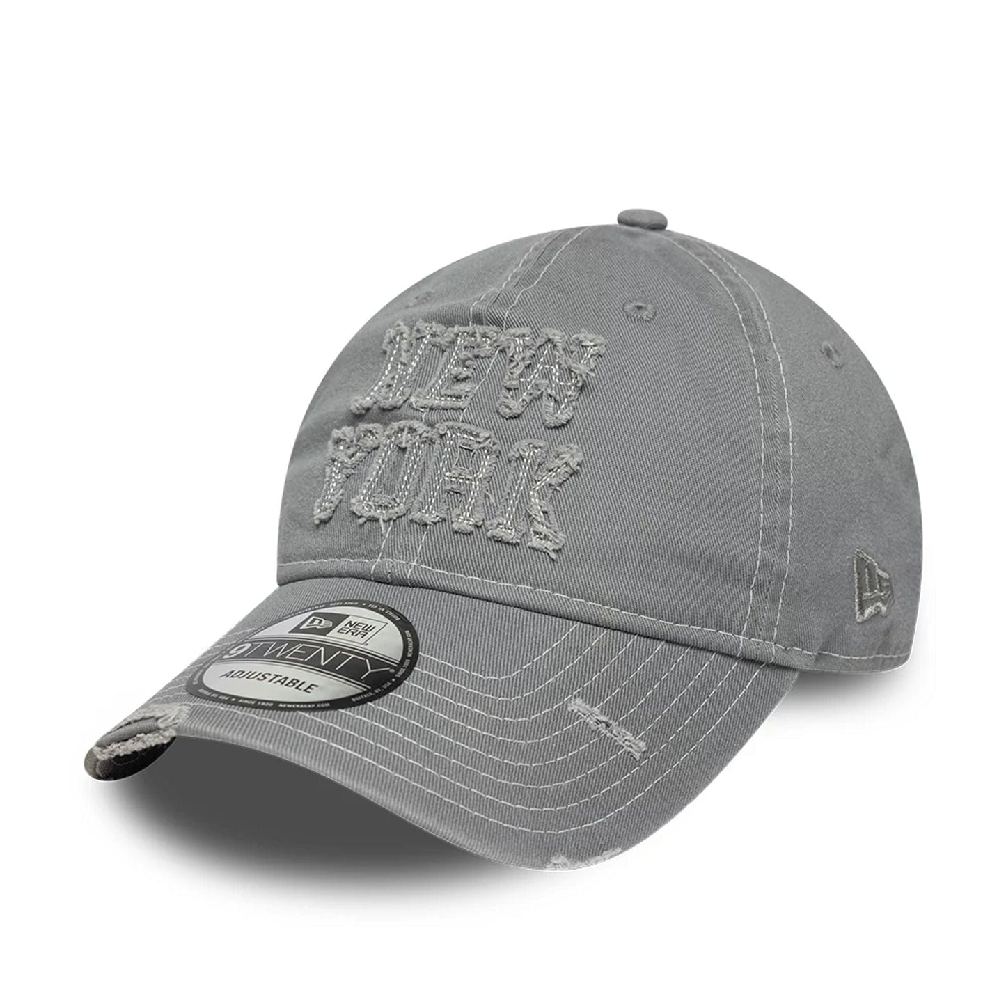 This is a  New Era New York Washed Grey 9TWENTY Adjustable Cap 1