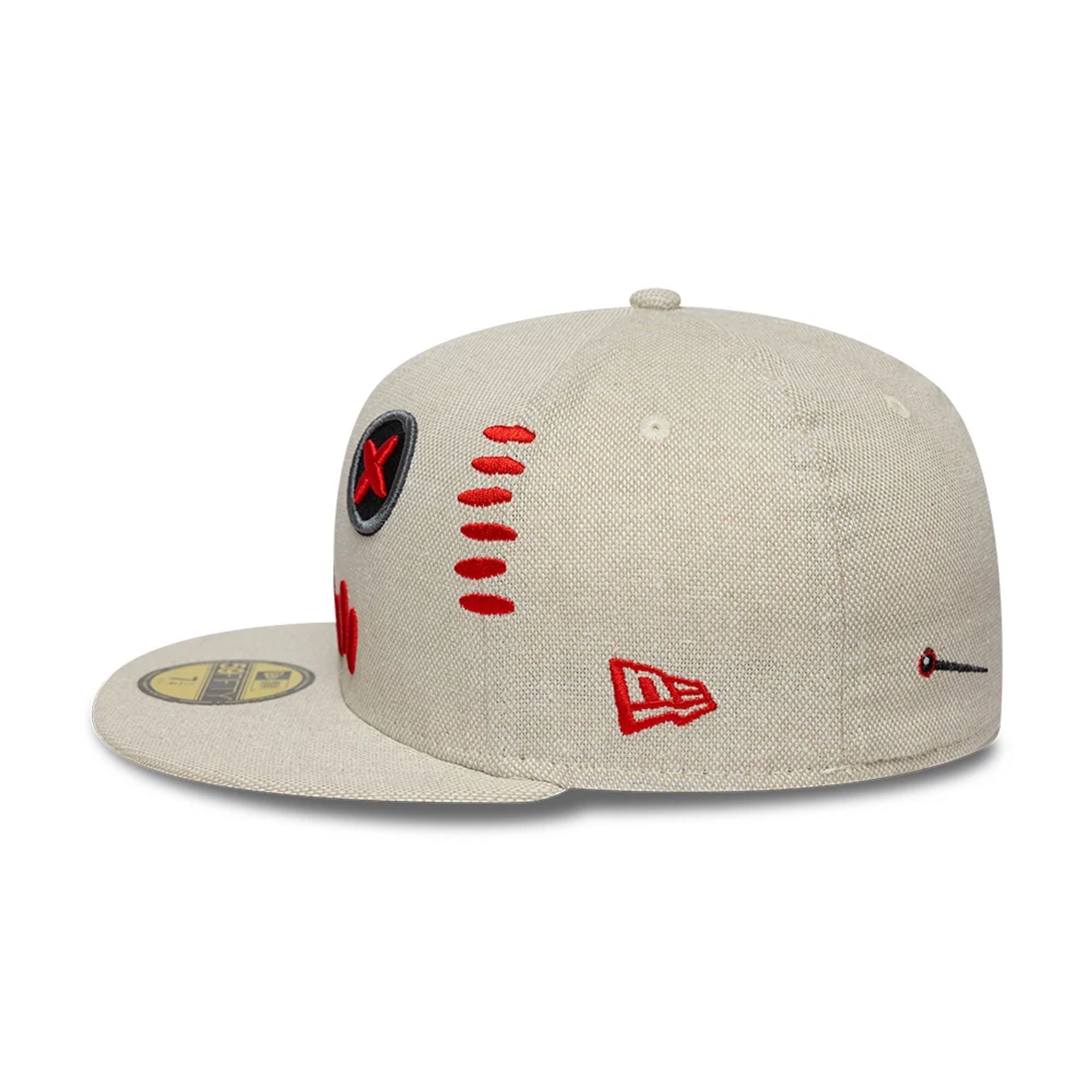 This is a  New Era Voodoo Doll Light Beige 59FIFTY Fitted Cap 4