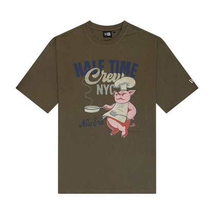 The Male model is wearing New Era Food Graphic Green Oversized T-Shirt 1