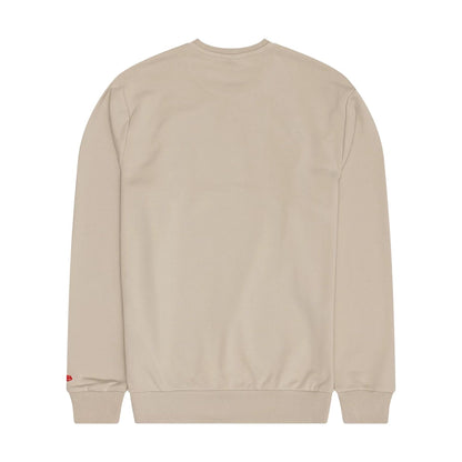 The Male model is wearing Chicago Bulls NBA Wordmark Beige Crew Neck Sweater 2