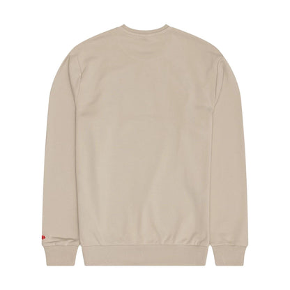 The Male model is wearing Chicago Bulls NBA Wordmark Beige Crew Neck Sweater 2