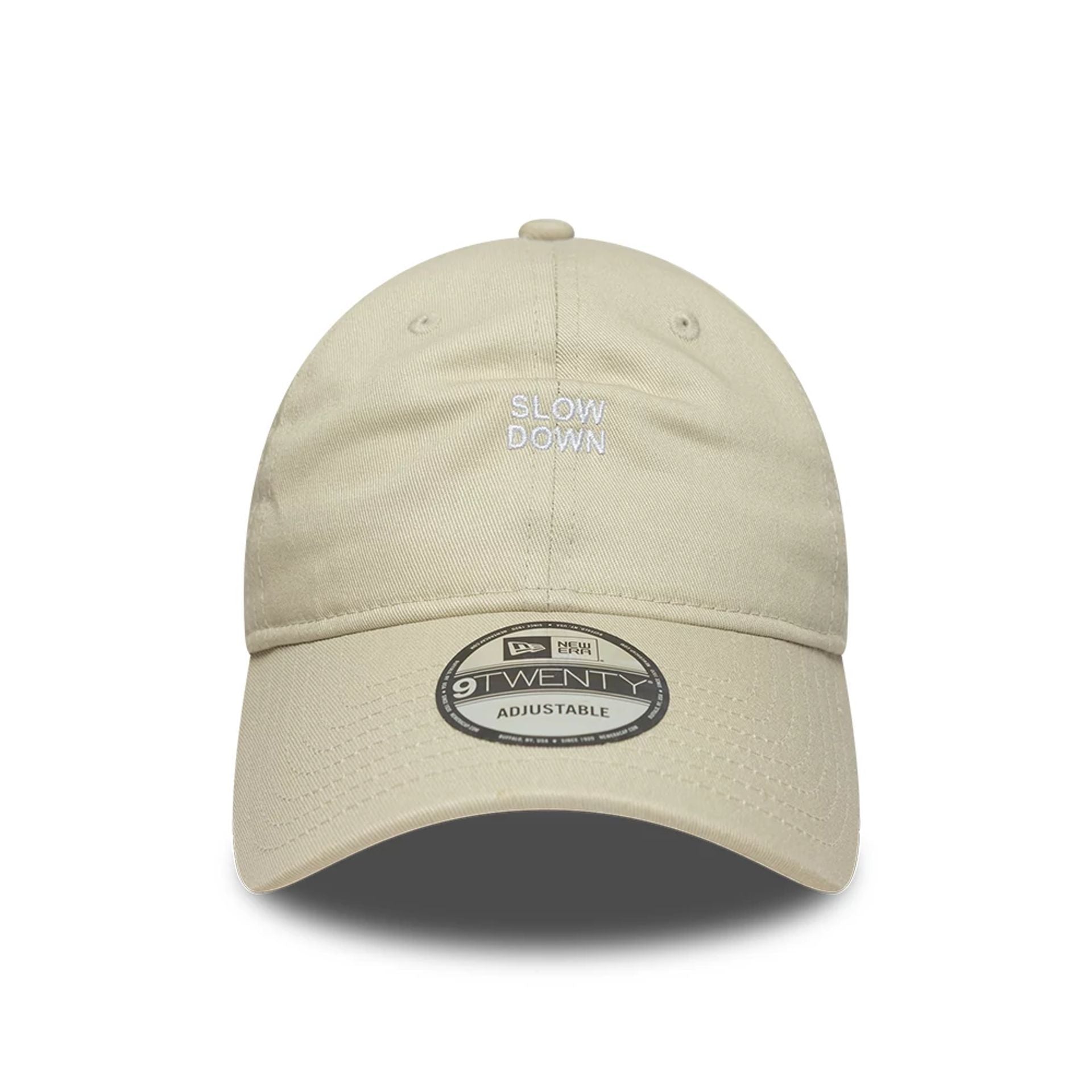 This is a  New Era Slogan Light Beige 9TWENTY Adjustable Cap 2