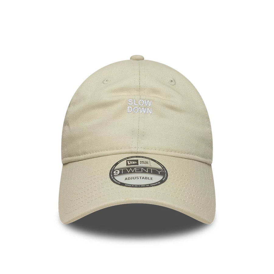 This is a  New Era Slogan Light Beige 9TWENTY Adjustable Cap 2