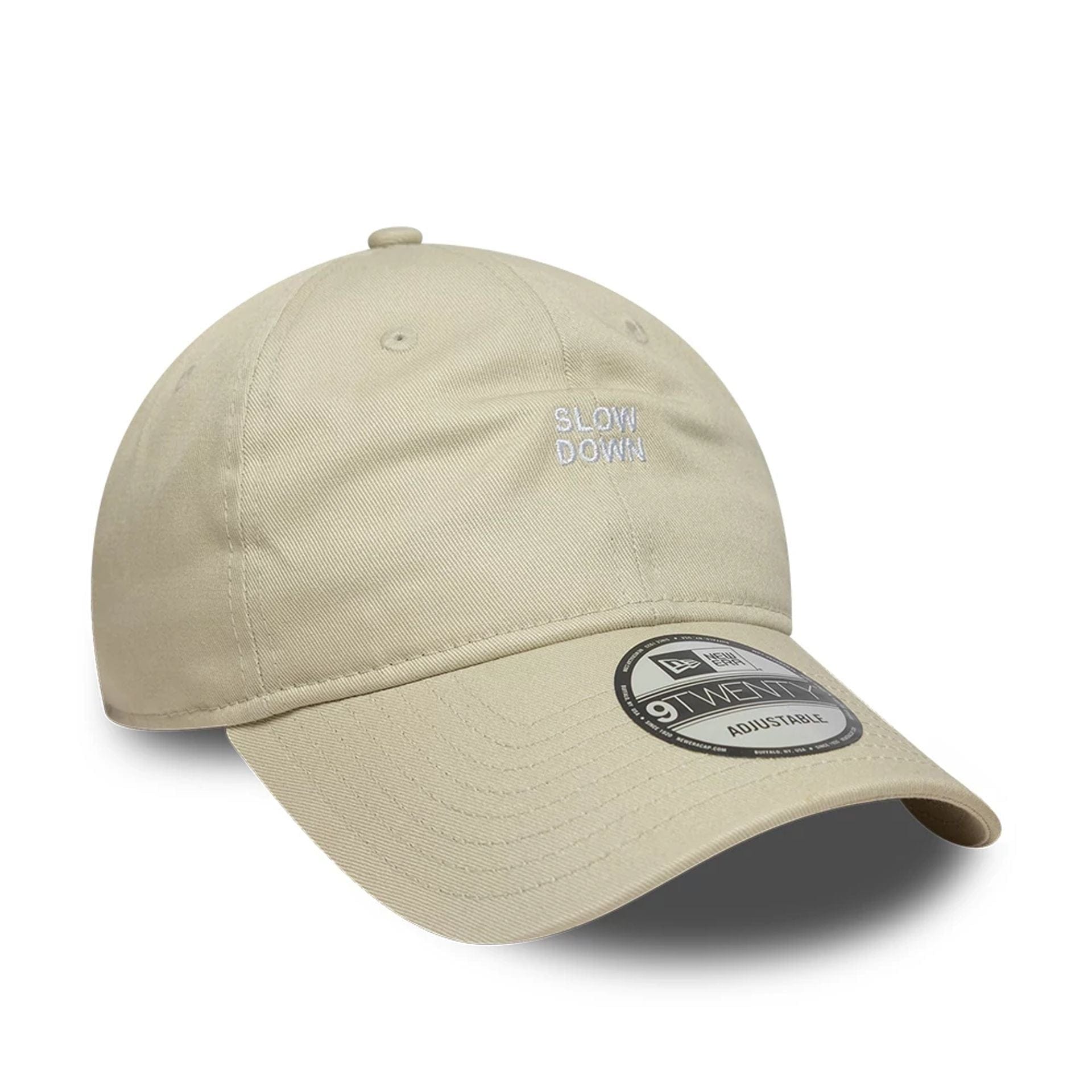 This is a  New Era Slogan Light Beige 9TWENTY Adjustable Cap 3