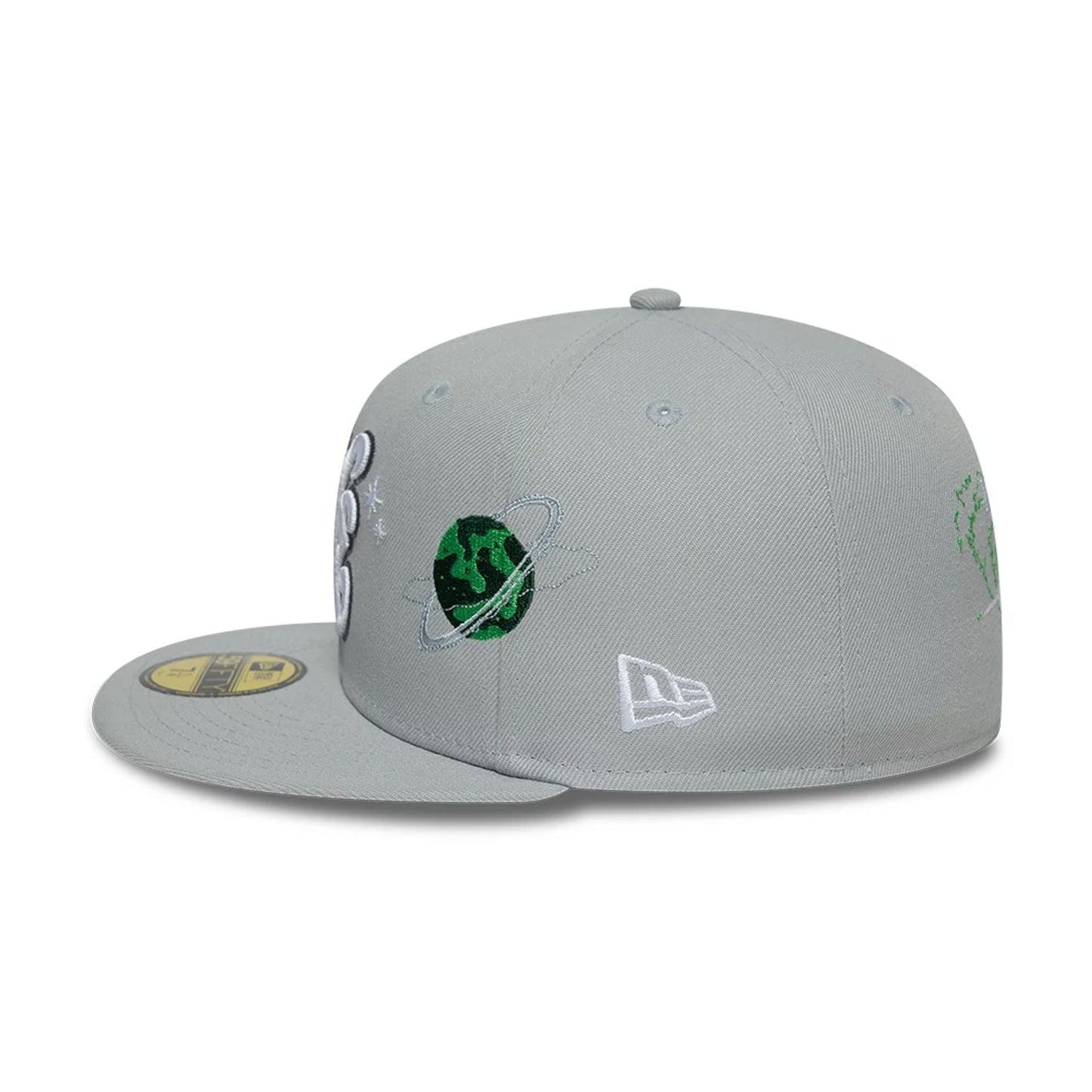 This is a  New Era Planet Icon Grey 59FIFTY Fitted Cap 6