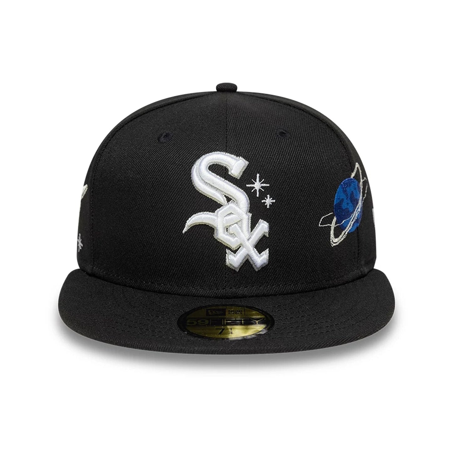 This is a Chicago White Sox MLB Planet Icon Black 59FIFTY Fitted Cap 3