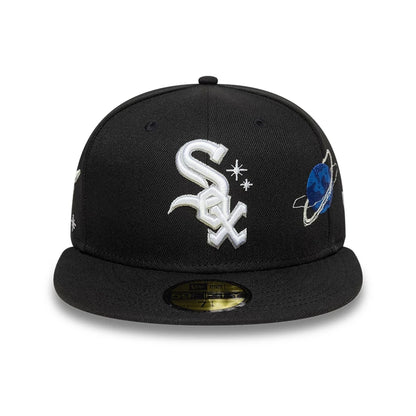 This is a Chicago White Sox MLB Planet Icon Black 59FIFTY Fitted Cap 3