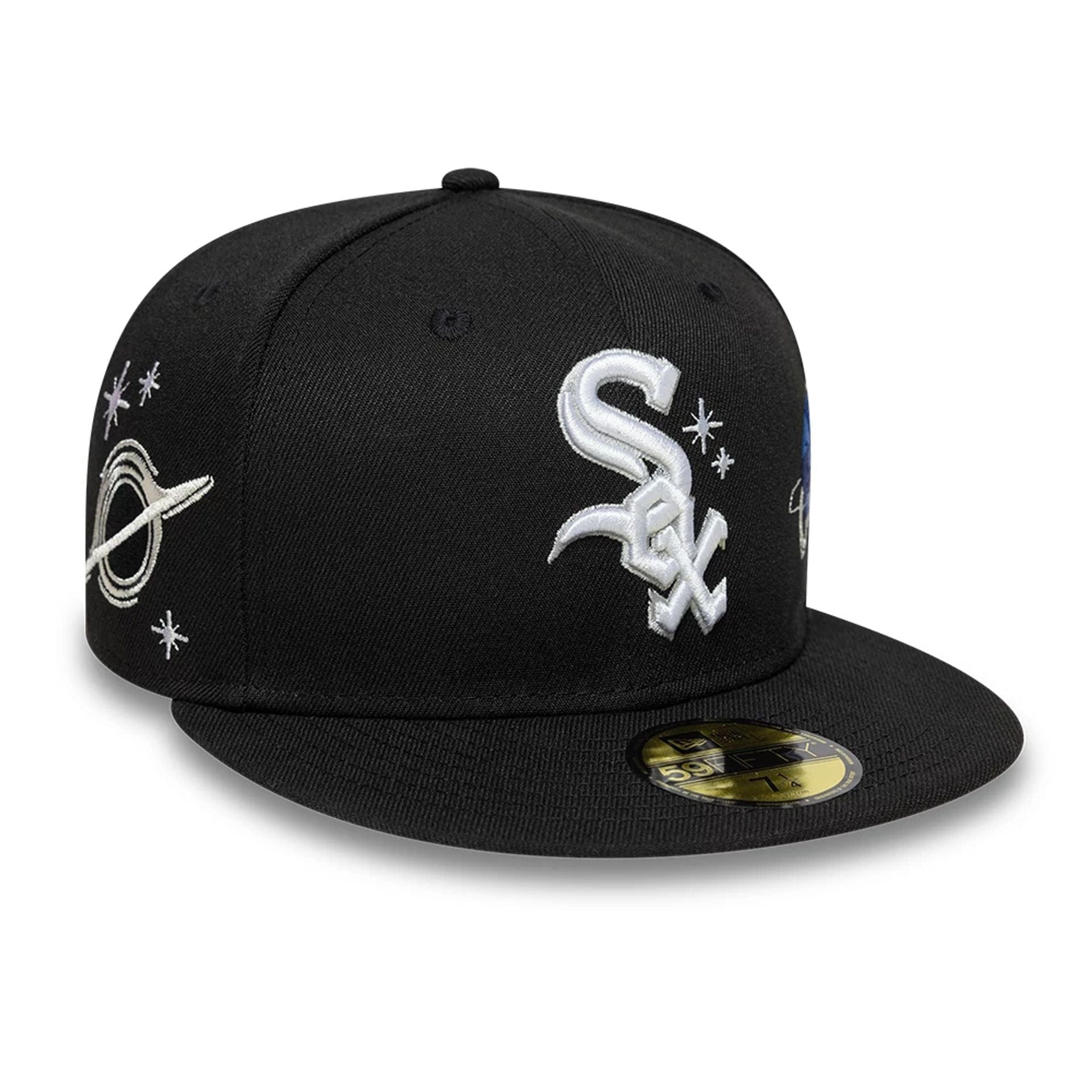 This is a Chicago White Sox MLB Planet Icon Black 59FIFTY Fitted Cap 4