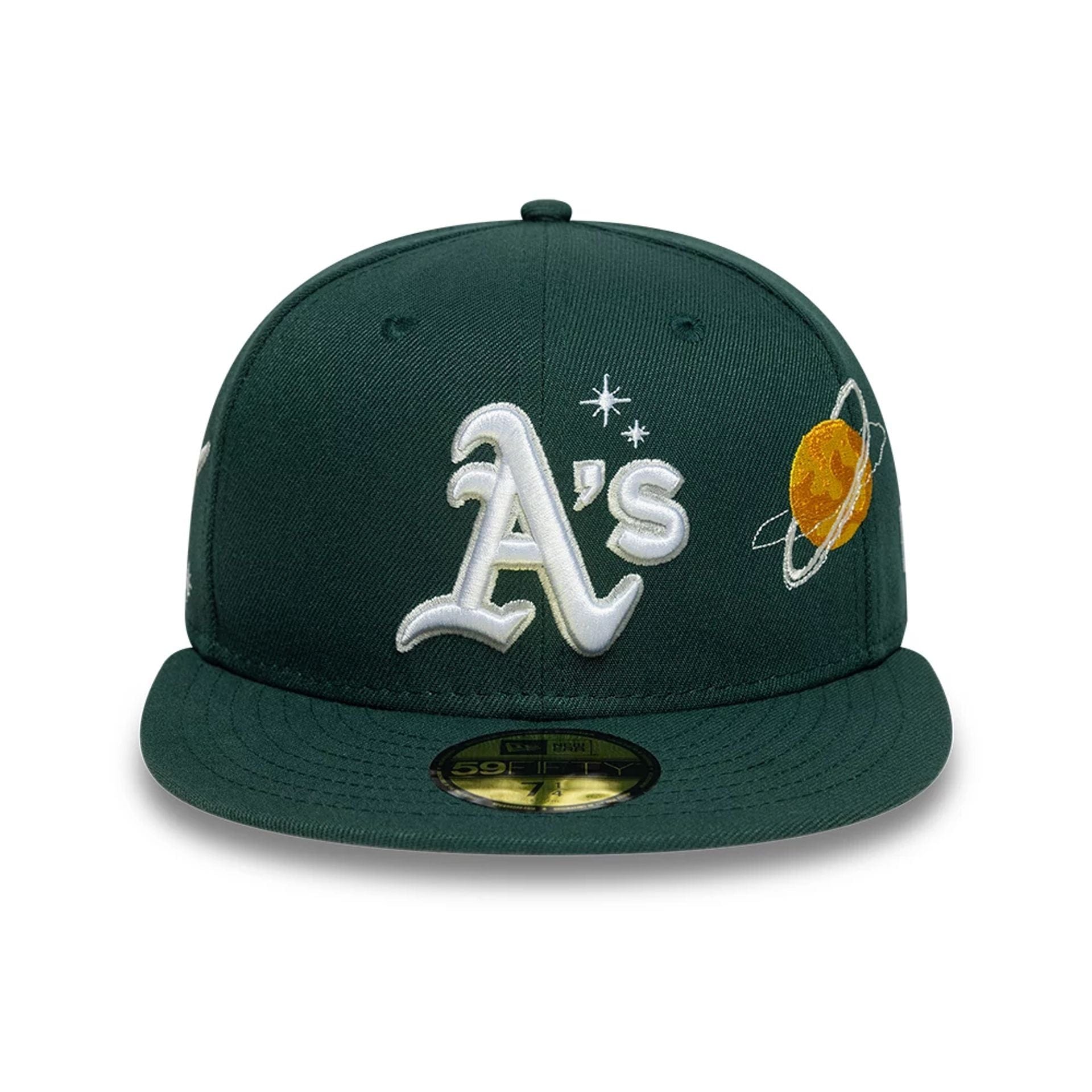 This is a Oakland Athletics MLB Planet Icon Dark Green 59FIFTY Fitted Cap 3