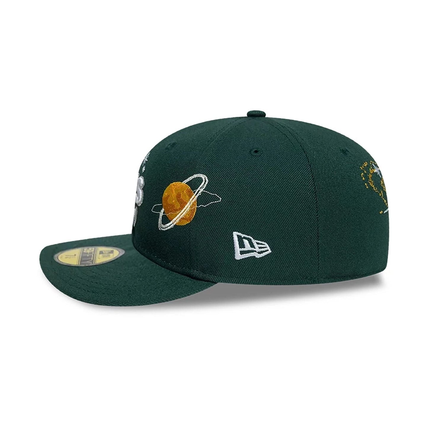 This is a Oakland Athletics MLB Planet Icon Dark Green 59FIFTY Fitted Cap 6