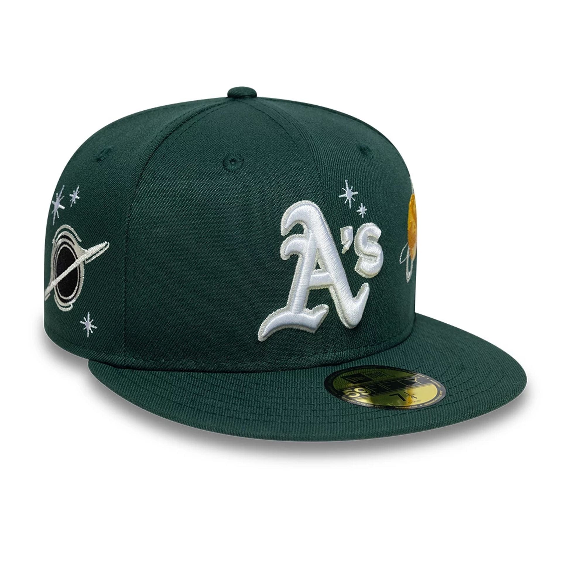 This is a Oakland Athletics MLB Planet Icon Dark Green 59FIFTY Fitted Cap 4