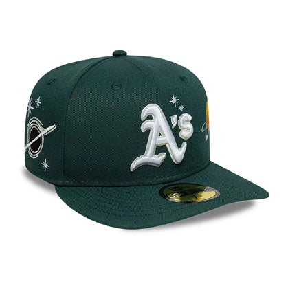 This is a Oakland Athletics MLB Planet Icon Dark Green 59FIFTY Fitted Cap 4