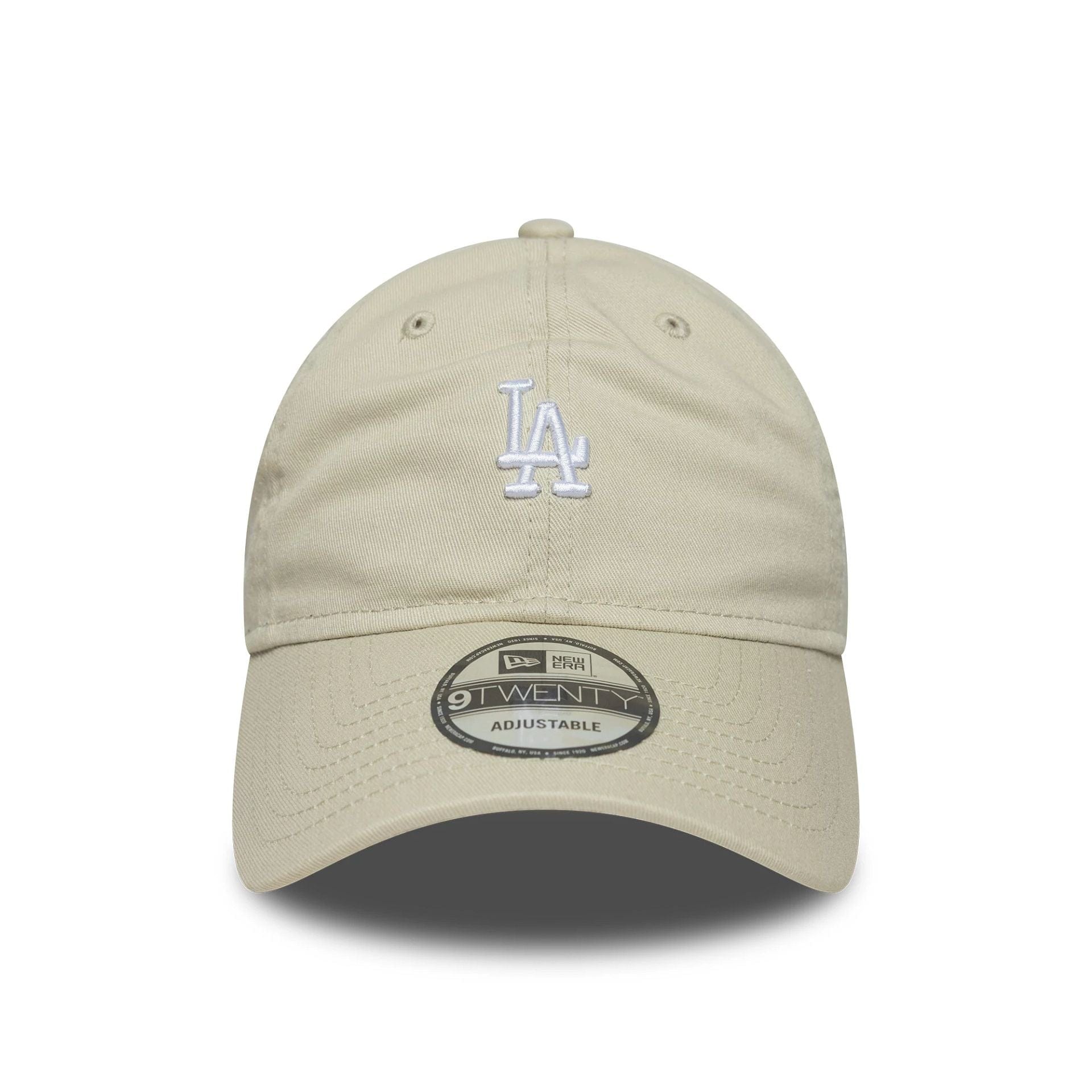 This is a LA Dodgers MLB Washed Mini Logo Light Beige 9TWENTY Adjustable Cap 2