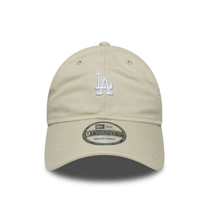 This is a LA Dodgers MLB Washed Mini Logo Light Beige 9TWENTY Adjustable Cap 2
