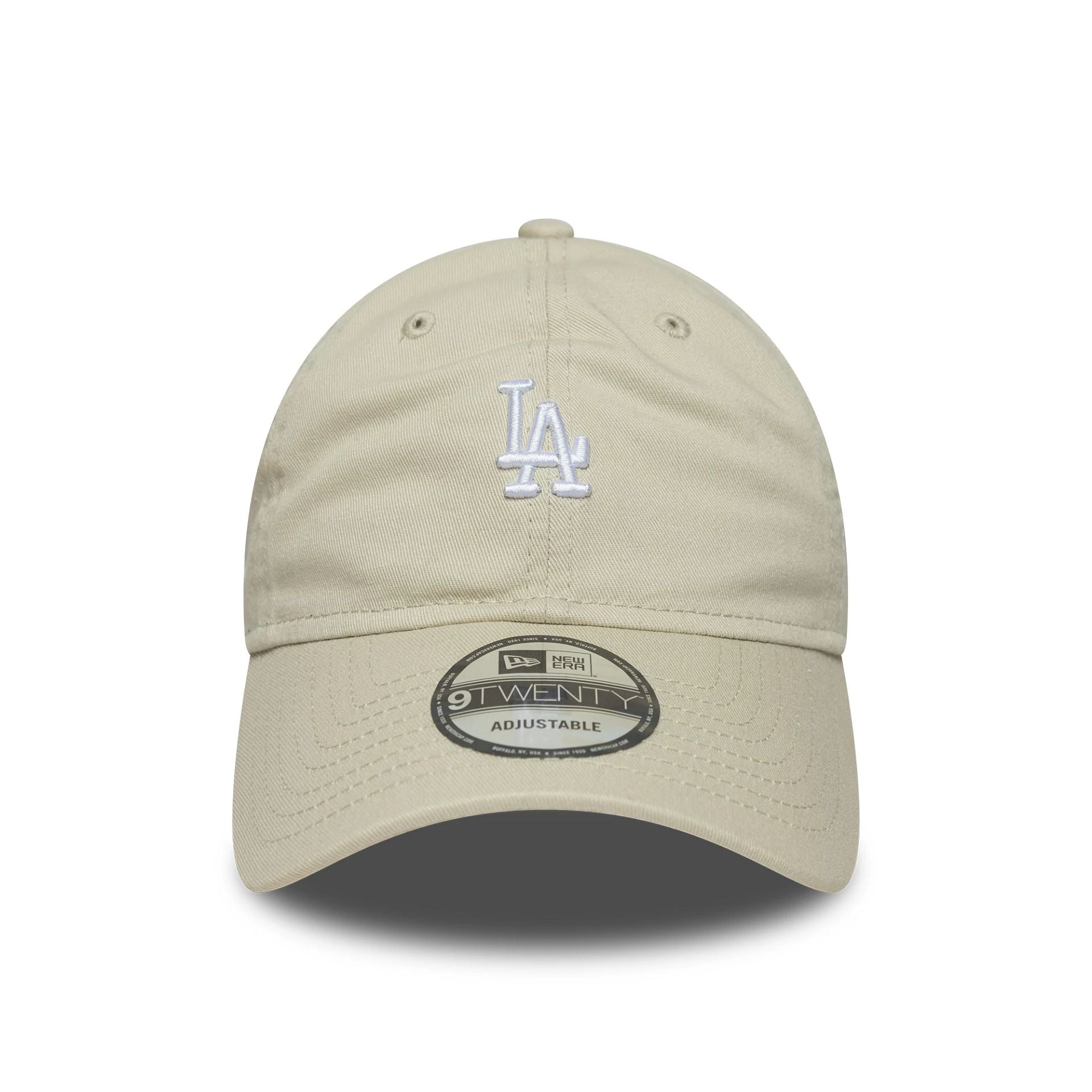 This is a LA Dodgers MLB Washed Mini Logo Light Beige 9TWENTY Adjustable Cap 2