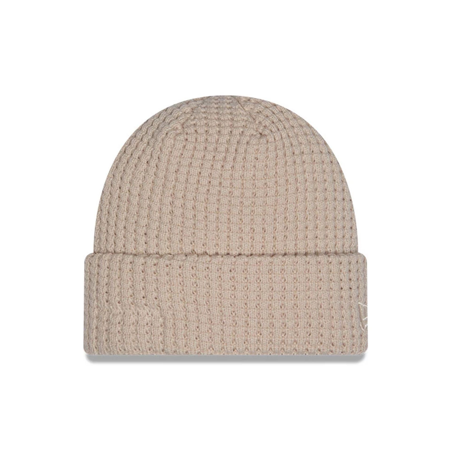 This is a  New Era Waffle Knit Light Beige Cuff knit Beanie Hat 1