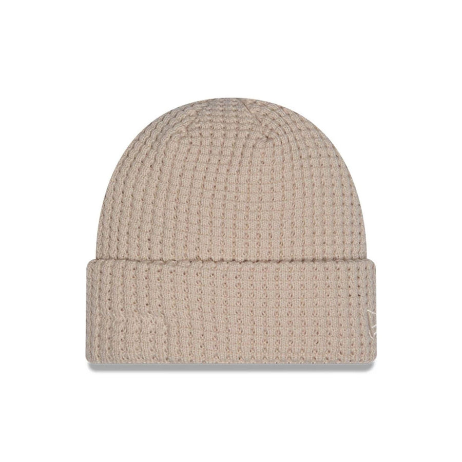 This is a  New Era Waffle Knit Light Beige Cuff knit Beanie Hat 1