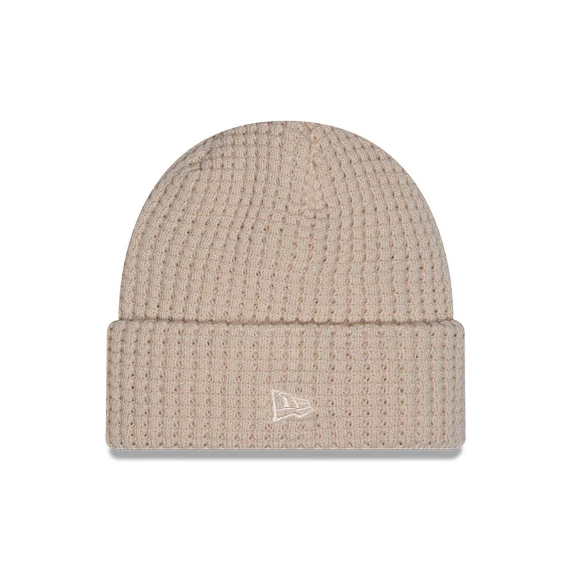 This is a  New Era Waffle Knit Light Beige Cuff knit Beanie Hat 2