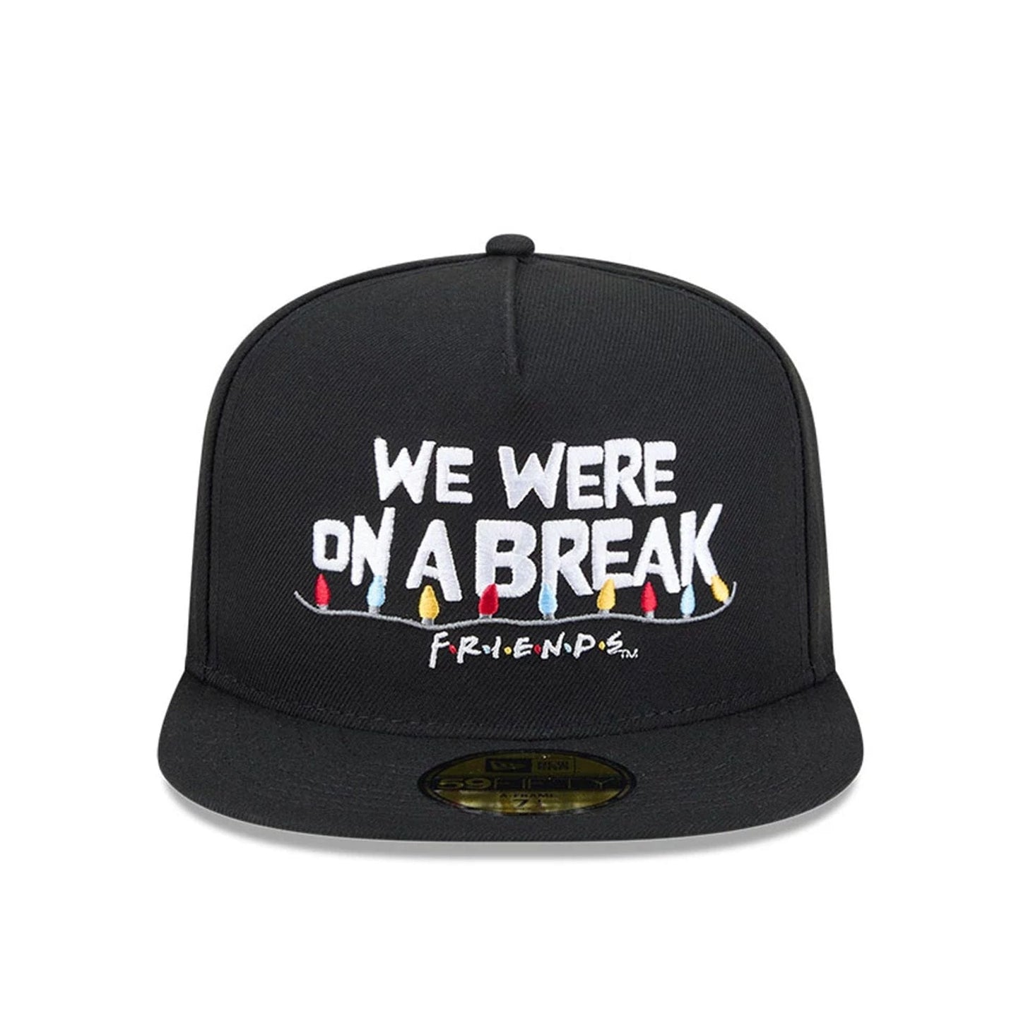 Pictured is this We Were On A Break Friends 59FIFTY A-Frame Fitted cap in black. 3