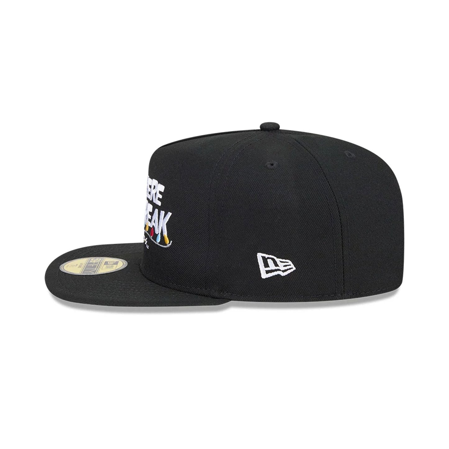 Pictured is this We Were On A Break Friends 59FIFTY A-Frame Fitted cap in black. 6