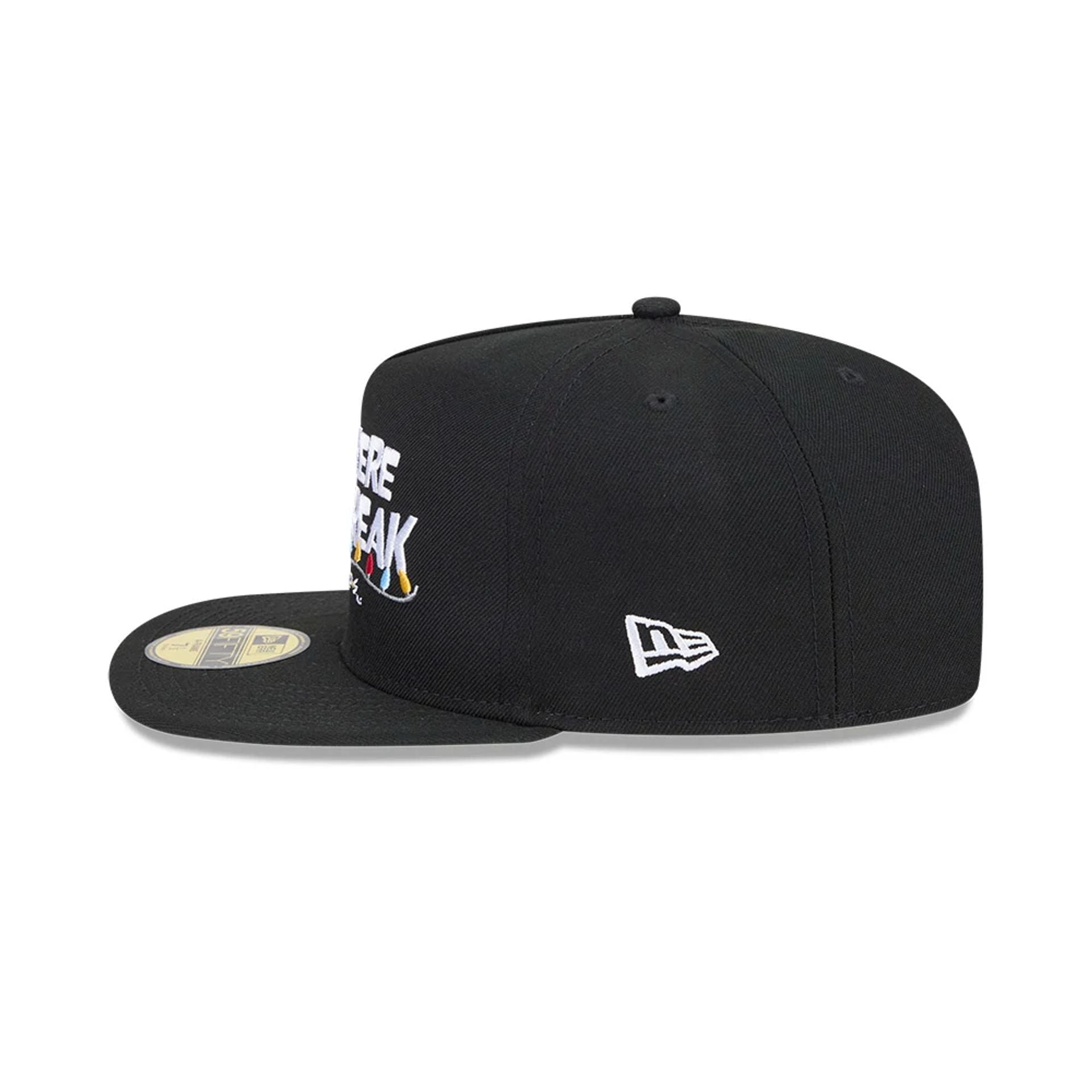 Pictured is this We Were On A Break Friends 59FIFTY A-Frame Fitted cap in black. 6