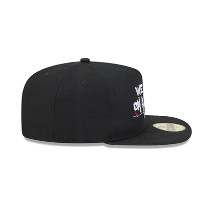 Pictured is this We Were On A Break Friends 59FIFTY A-Frame Fitted cap in black. 7