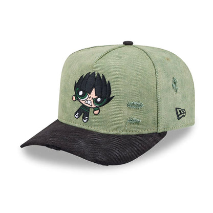 Pictured is this Rowdyruff Boys Butch Power Puff Girls 9FIFTY A-Frame Snapback cap in open green. 4