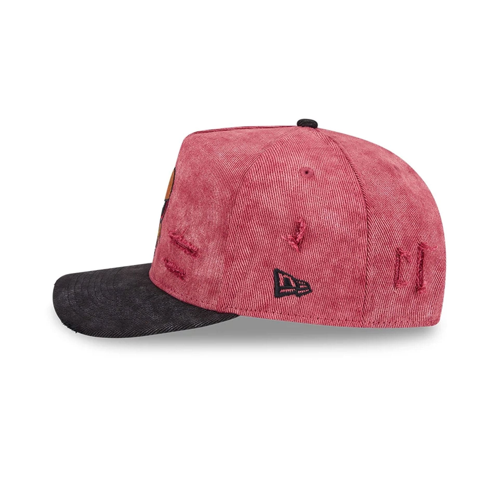 Pictured is this Rowdyruff Boys Brick Power Puff Girls 9FIFTY A-Frame Snapback cap in open red. 5