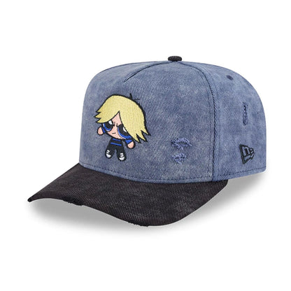 Pictured is this Rowdyruff Boys Boomer Power Puff Girls 9FIFTY A-Frame Snapback cap in open blue. 4