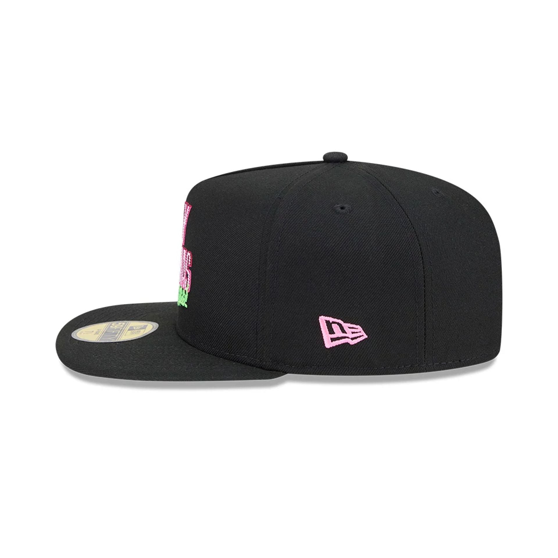 Pictured is this Merry Christmas National Lampoons Christmas Vacation 59FIFTY A-Frame Fitted cap in black. 5