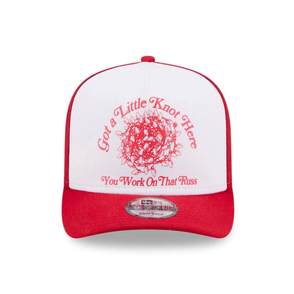 Pictured is this Little Knot National Lampoons Christmas Vacation 9FIFTY A-Frame Snapback cap in red. 3