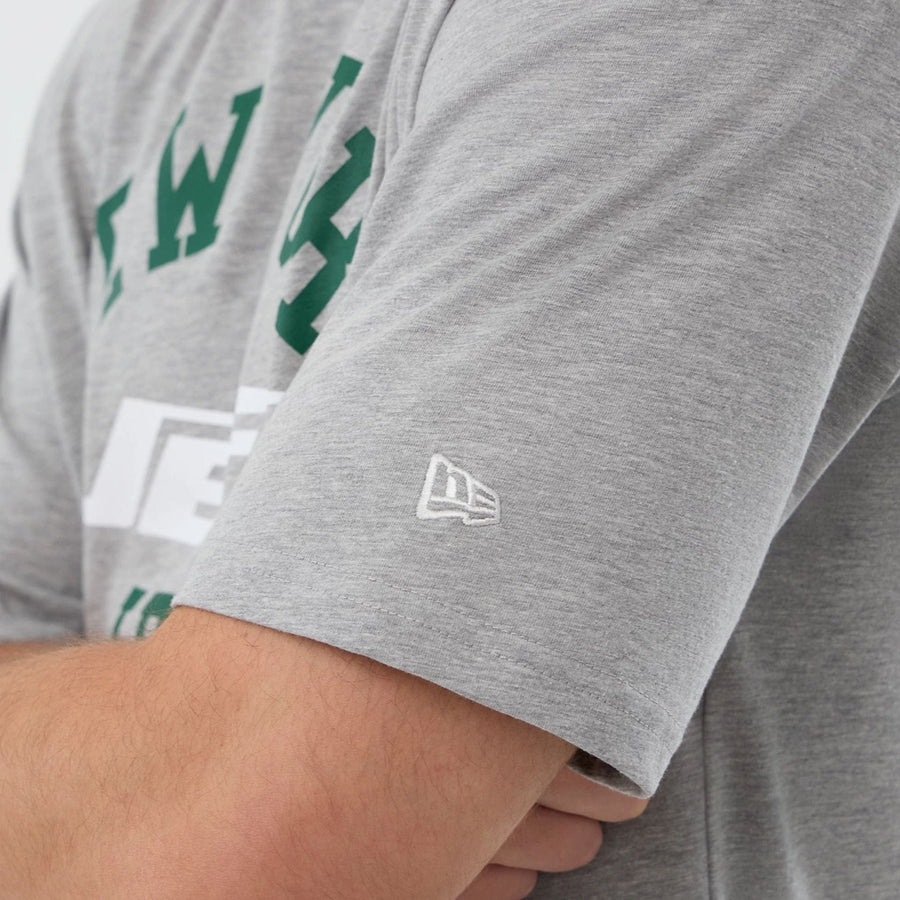 The Male model is wearing New York Jets NFL International Series Games Grey Oversized T-Shirt  5