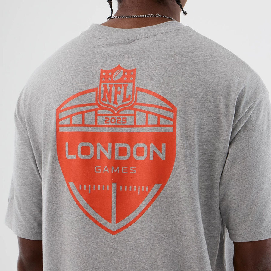 The Male model is wearing Cleveland Browns NFL International Series Games Grey Oversized T-Shirt  4