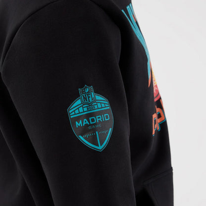 The Male model is wearing Miami Dolphins NFL International Series Games Black Pullover Hoodie  4