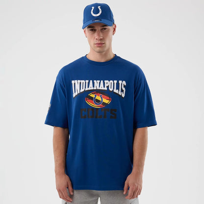 The Male model is wearing Indianapolis Colts NFL International Series Games Blue Oversized T-Shirt  1