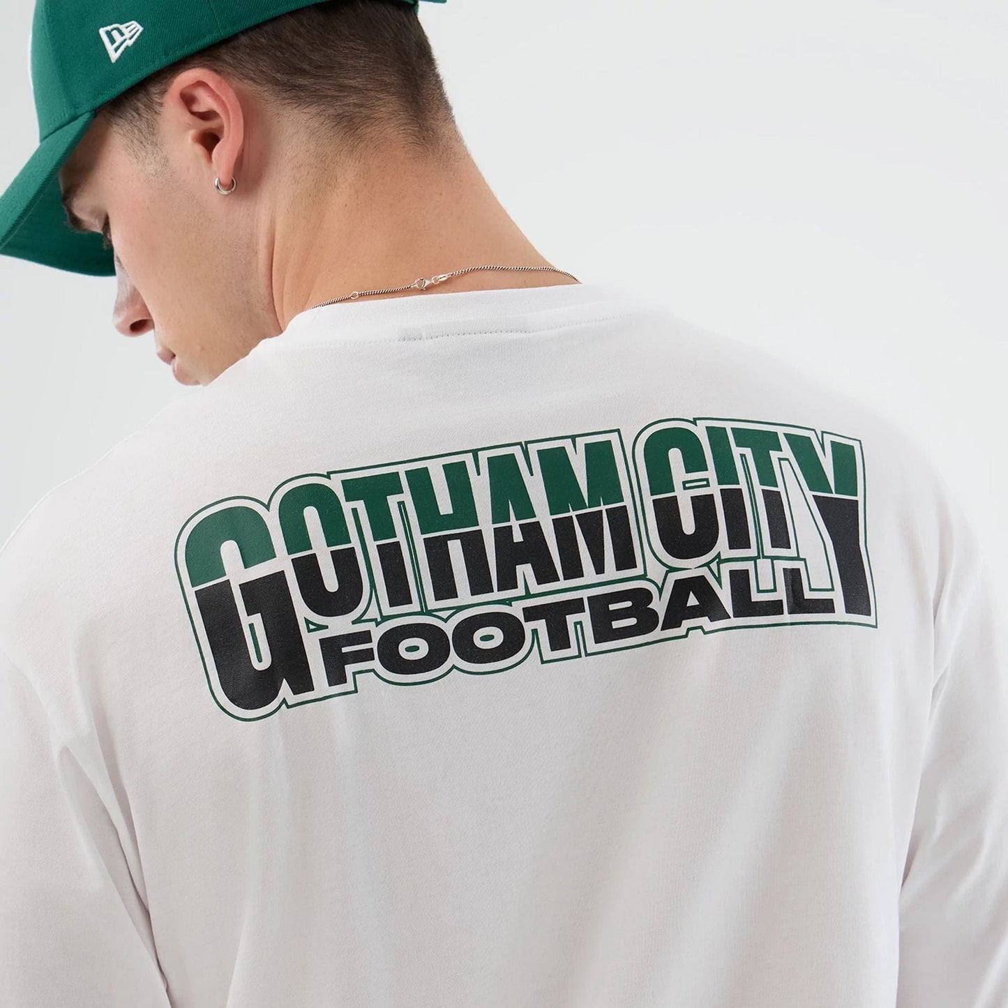 The Male model is wearing New York Jets NFL International Series Games White Oversized T-Shirt  6