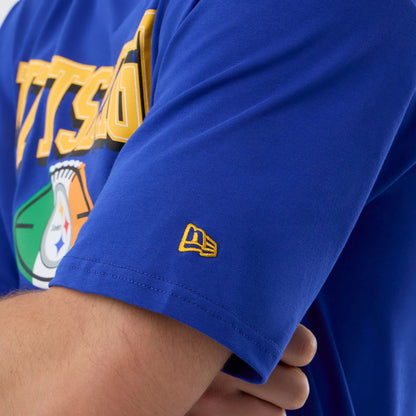 The Male model is wearing Pittsburgh Steelers NFL International Series Games Blue Oversized T-Shirt  3