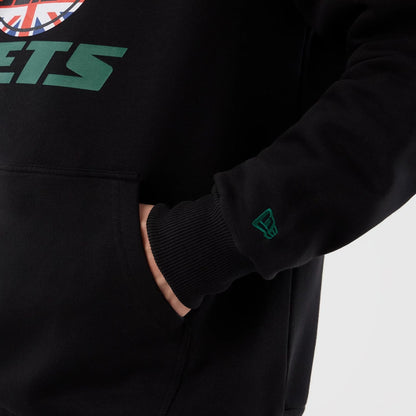The Male model is wearing New York Jets NFL International Series Games Black Pullover Hoodie  5