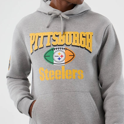 The Male model is wearing Pittsburgh Steelers NFL International Series Games Grey Pullover Hoodie  6