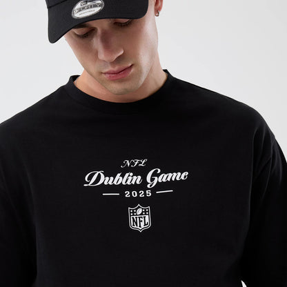 The Male model is wearing Dublin Game NFL International Series Games Black Oversized T-Shirt 3
