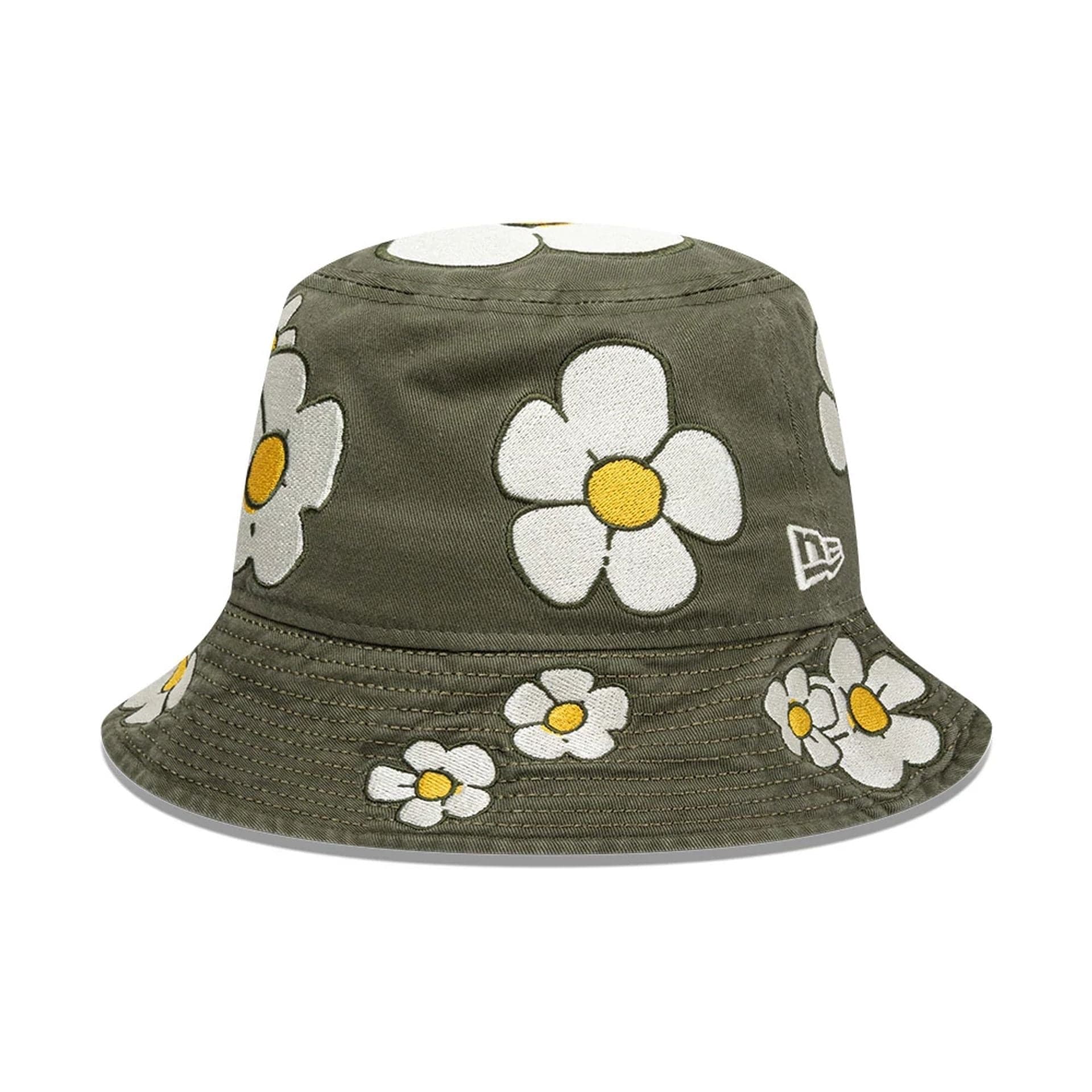 This is a  New Era x Rodrigo Roji Flowers Green Bucket Hat 1