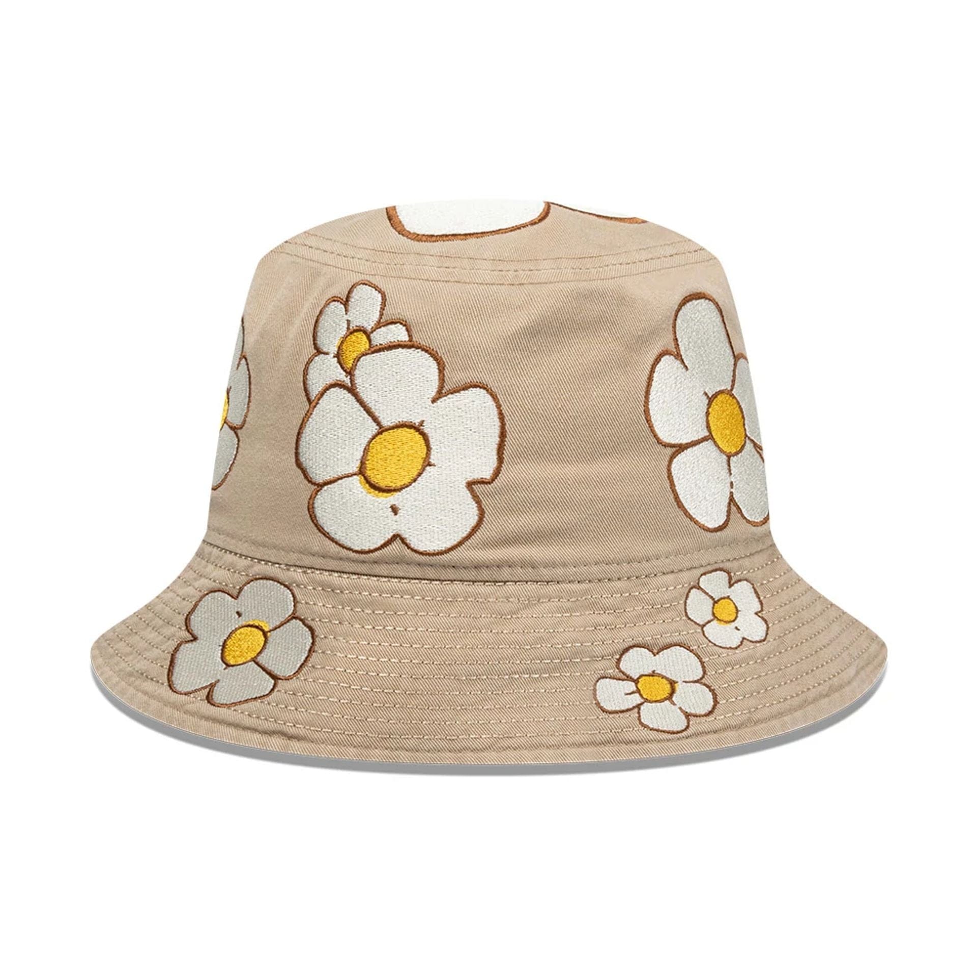 This is a  New Era x Rodrigo Roji Flowers Light Beige Bucket Hat 3