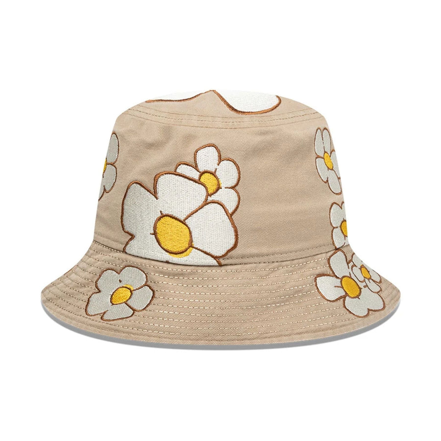 This is a  New Era x Rodrigo Roji Flowers Light Beige Bucket Hat 4