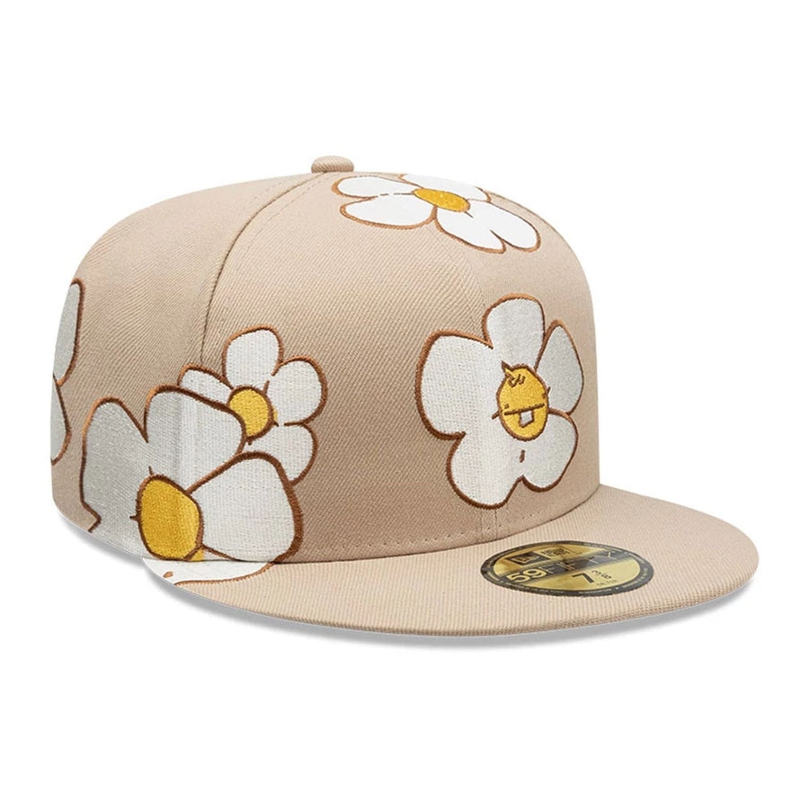 This is a  New Era x Rodrigo Roji Flowers Light Beige 59FIFTY Fitted Cap 3