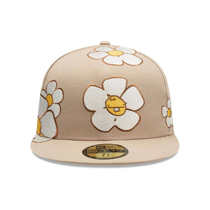 This is a  New Era x Rodrigo Roji Flowers Light Beige 59FIFTY Fitted Cap 2